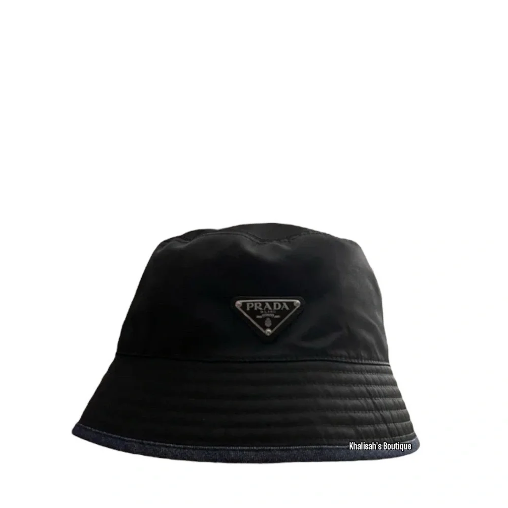 MSRP $795! Double-Sided Authentic Prada Re-Nylon & Denim Bucket Hat Size Medium - Picture 10 of 14